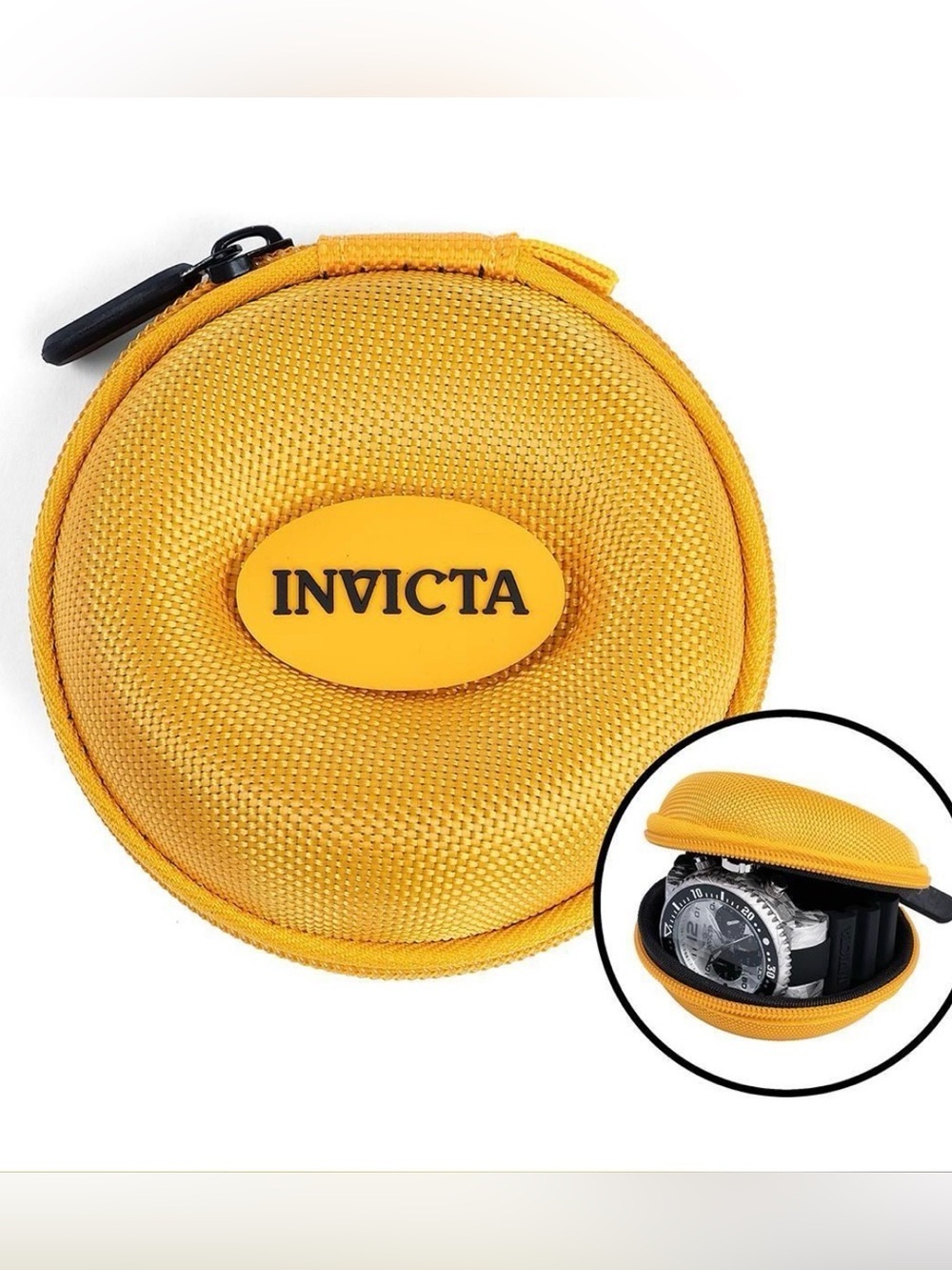 Invicta Single Watch Travel Case with Zipper- Yellow